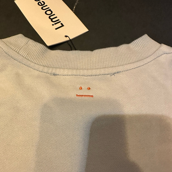 UNISEX Sky Baby Blue Sweatshirt with Smiley Face Embroidery - Picture 7 of 8